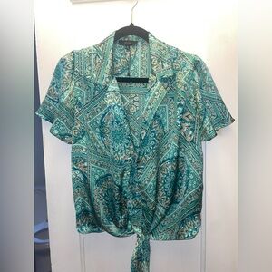 Teal Patterned Women's Top
